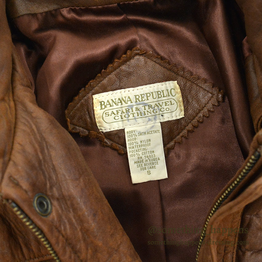1980's BANANA REPUBLIC PHOTOJOURNALIST LEATHER VEST ... M