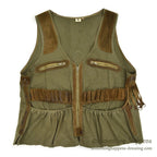 ~1970's SAFARI HUNTING CANVAS & LEATHER VEST MADE IN SPAIN...