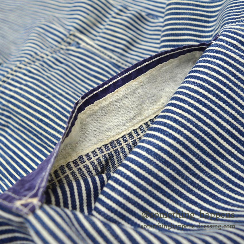 1930's〜 UNUSUAL HICKORY STRIPE SERVICE COAT 機関車ボタン ... Fits like 38