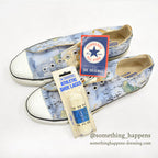 1990's DEADSTOCK CONVERSE ALLSTAR LO LT BLUE PRINT Made in USA... 9