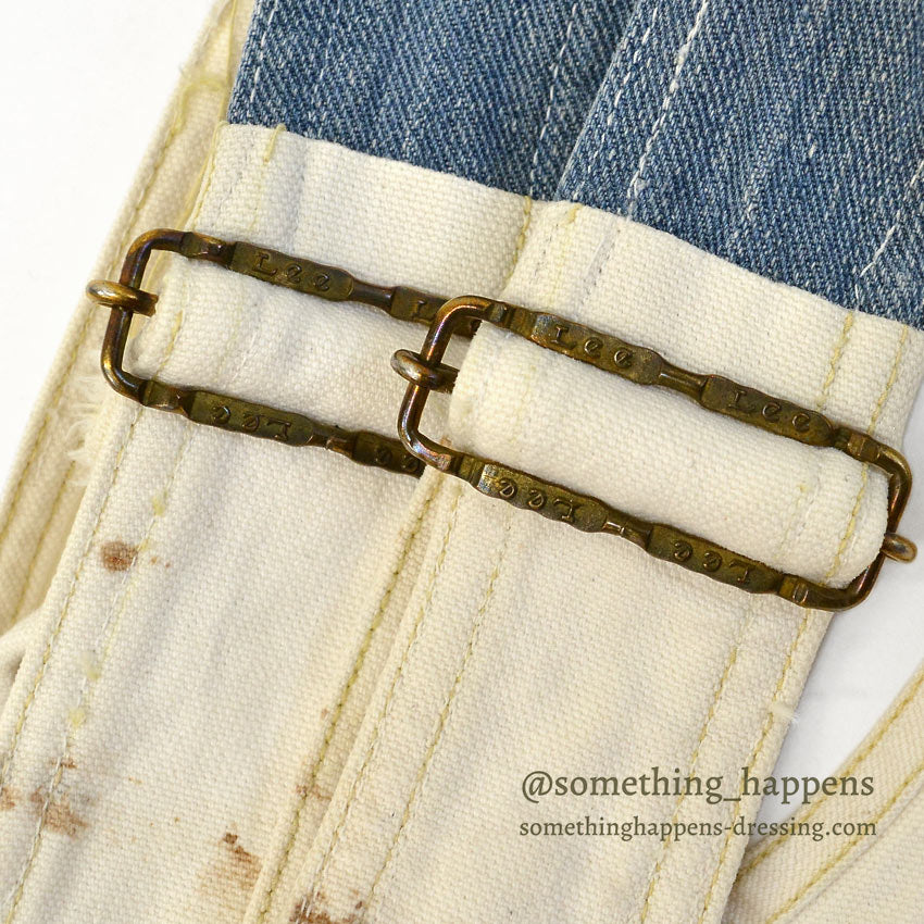 1950s Lee off-white double knee and apron overalls... W39/L28