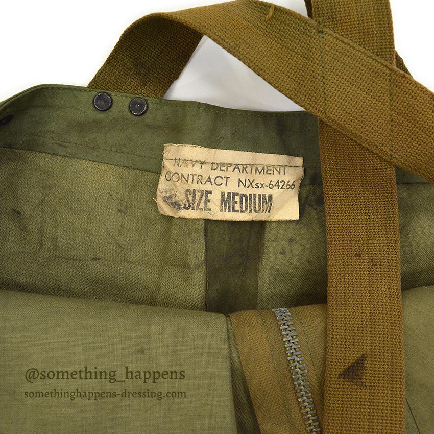 1940's USNAVY WW2 RAIN BIB OVERALL STENCIL... MEDIUM