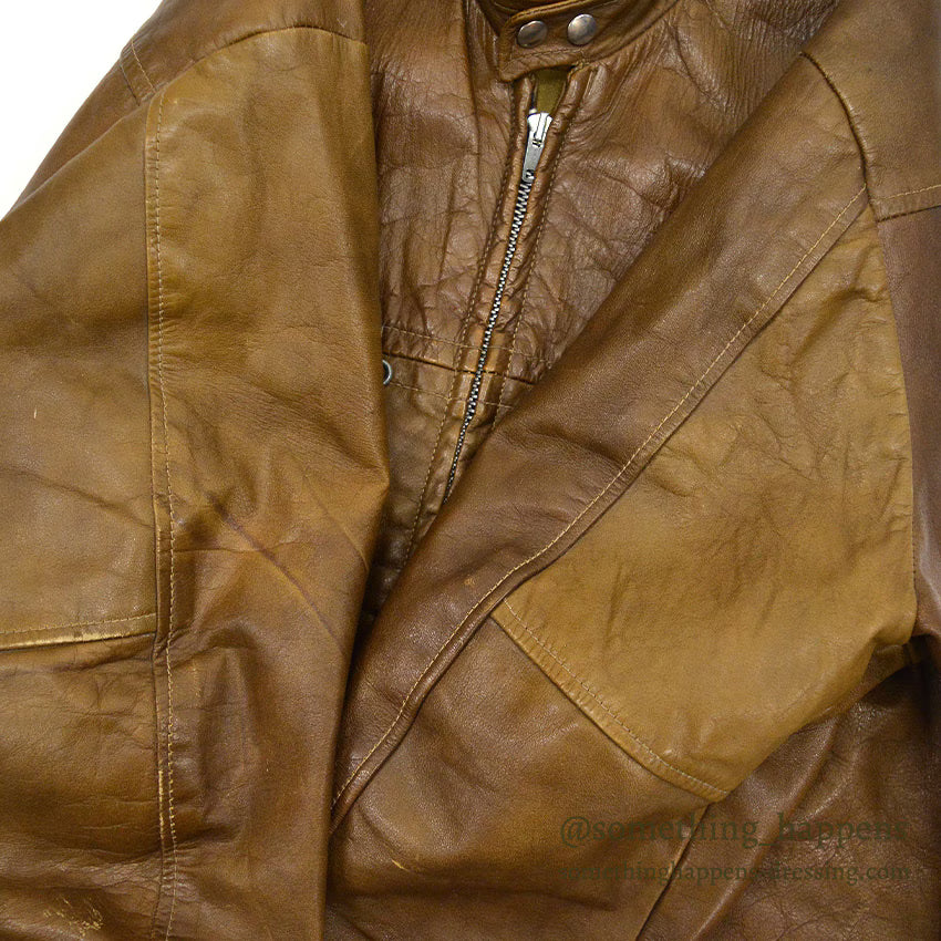 1960's HARLEY DAVIDSON CAFE RACER LEATHER JACKET BROWN...