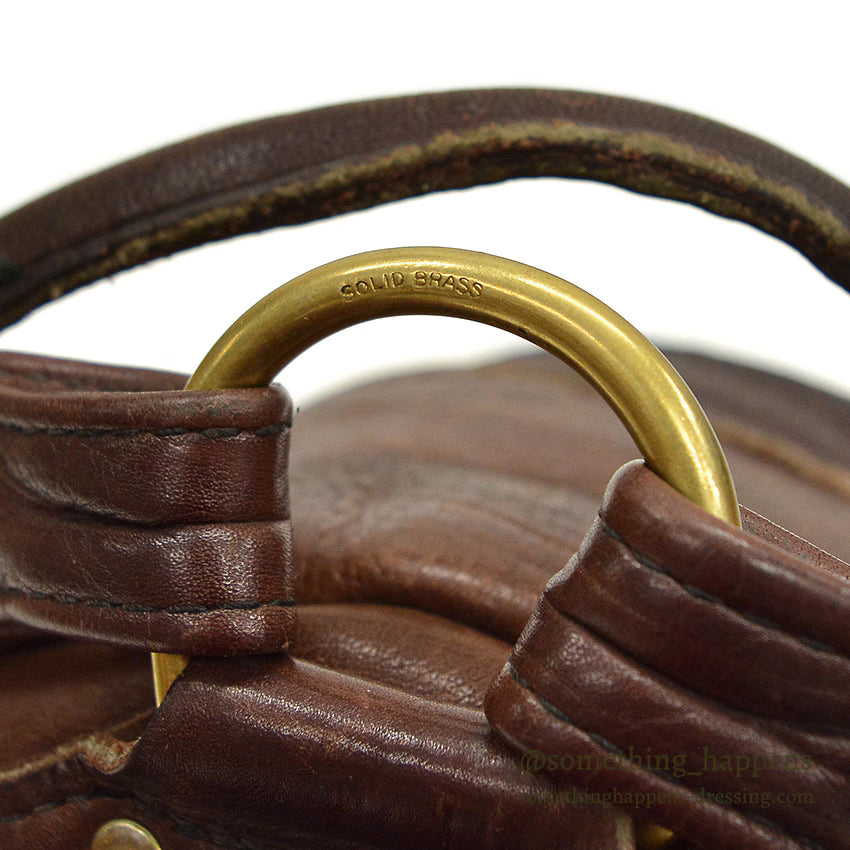 ~1970's PK DARK BROWN LEATHER BACKPACK...