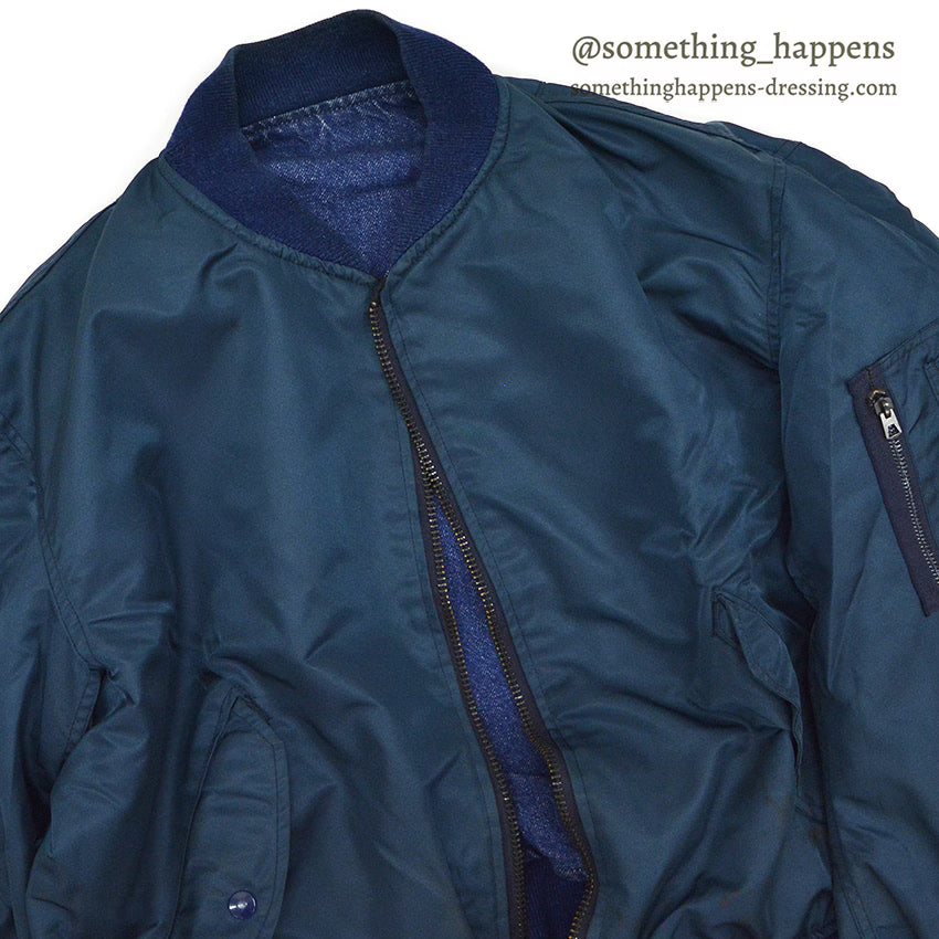 1980's~ HOPE MANUFACTURING, INC. MA-1 DENIM/NYLON FLIGHT JACKET ... L