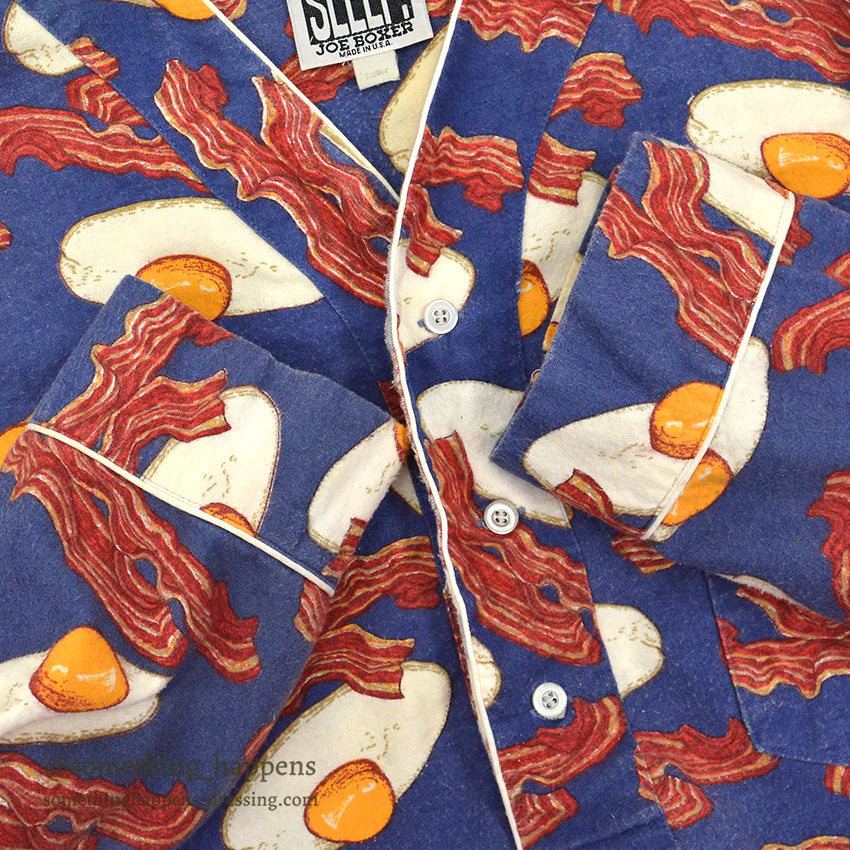 JOE BOXER JUST GO TO SLEEP! EGG & BACON PAJAMA SHIRT ... M