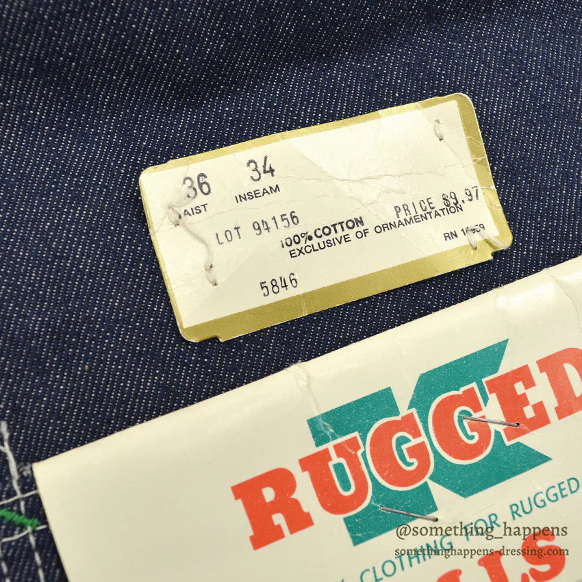 1970's DEADSTOCK RUGGED DENIM OVERALL... W36/L34