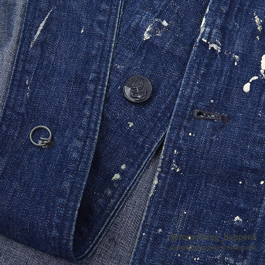 1940's U.S.NAVY WWII SHAWL COLLAR DENIM JACKET PAINTED ...