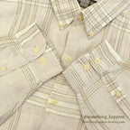 1990's DEADSTOCK STRUCTURE BEIGE PLAID LINEN SHIRT...L
