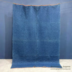 ANTIQUE INDIGO CALICO / PINK OCTAGON QUILT ... 196cm/147cm