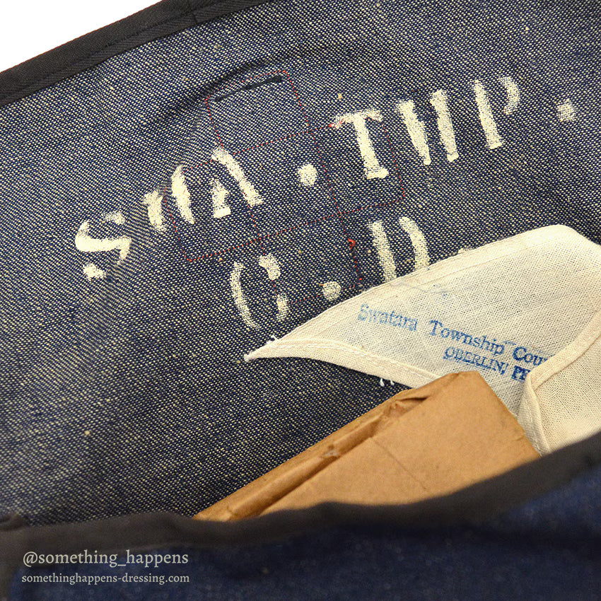 ~1940's AMERICAN RED CROSS DENIM SHOULDER DITTY BAG...