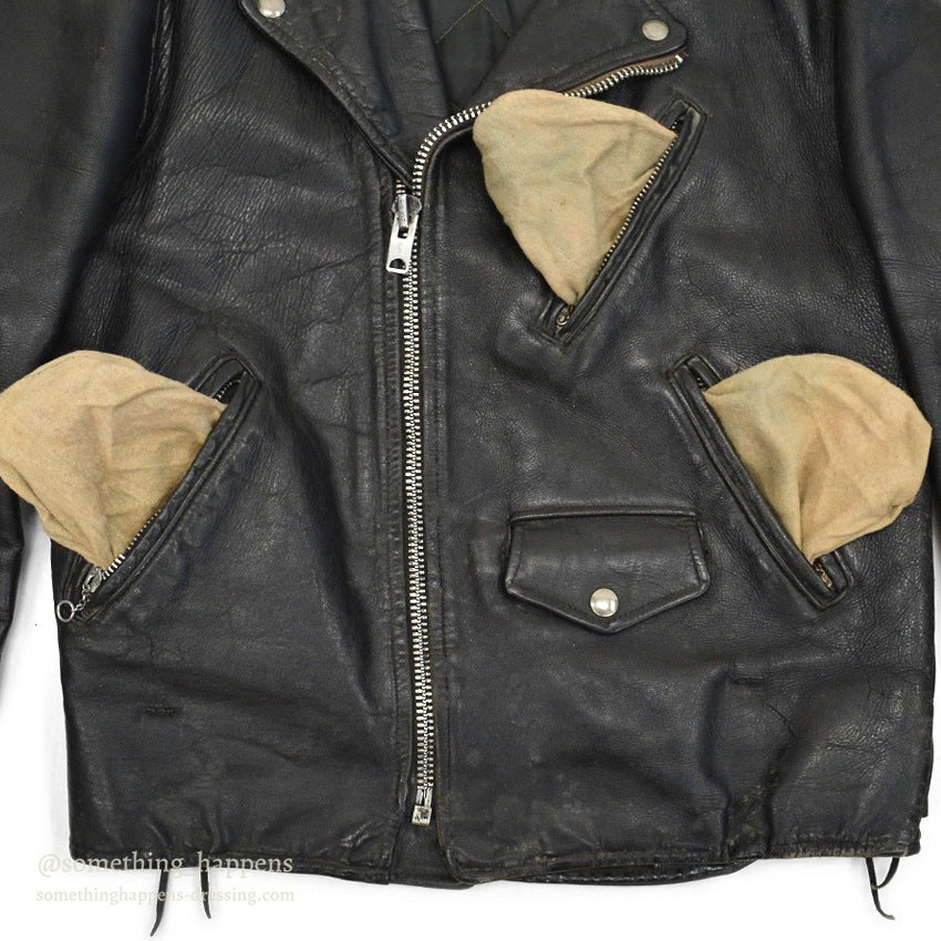 1950's INDIAN MOTOR CYCLE PAINTED DOUBLE RIDERS JACKET ... Fits like 38