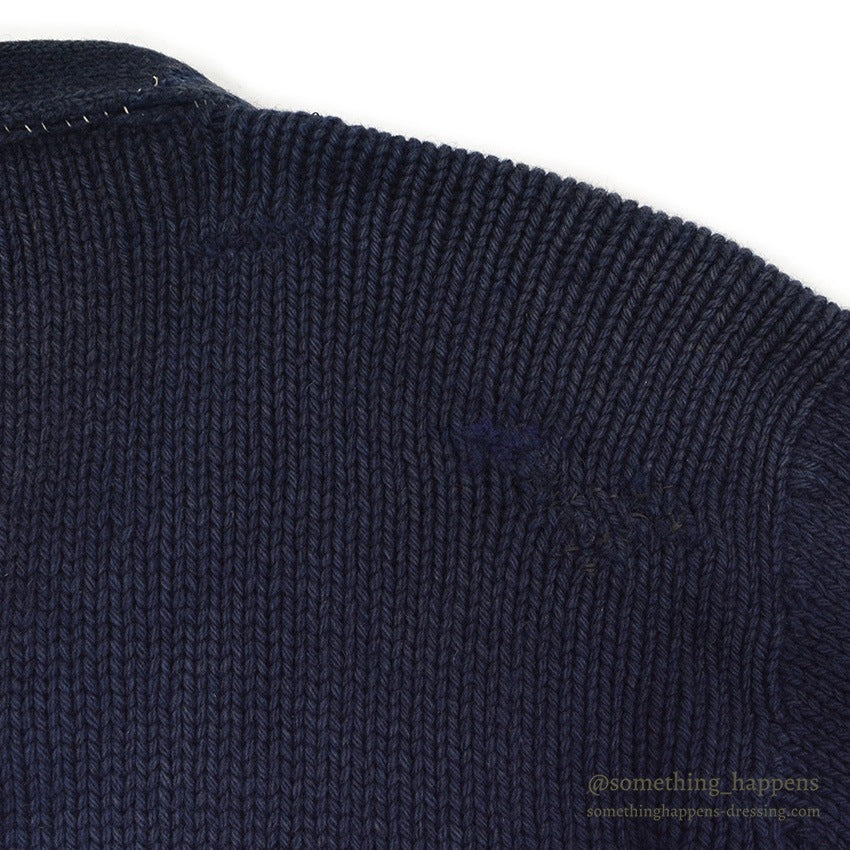 1930's~ OLD DARK NAVY KNIT WOOL SWEATER / FADED...
