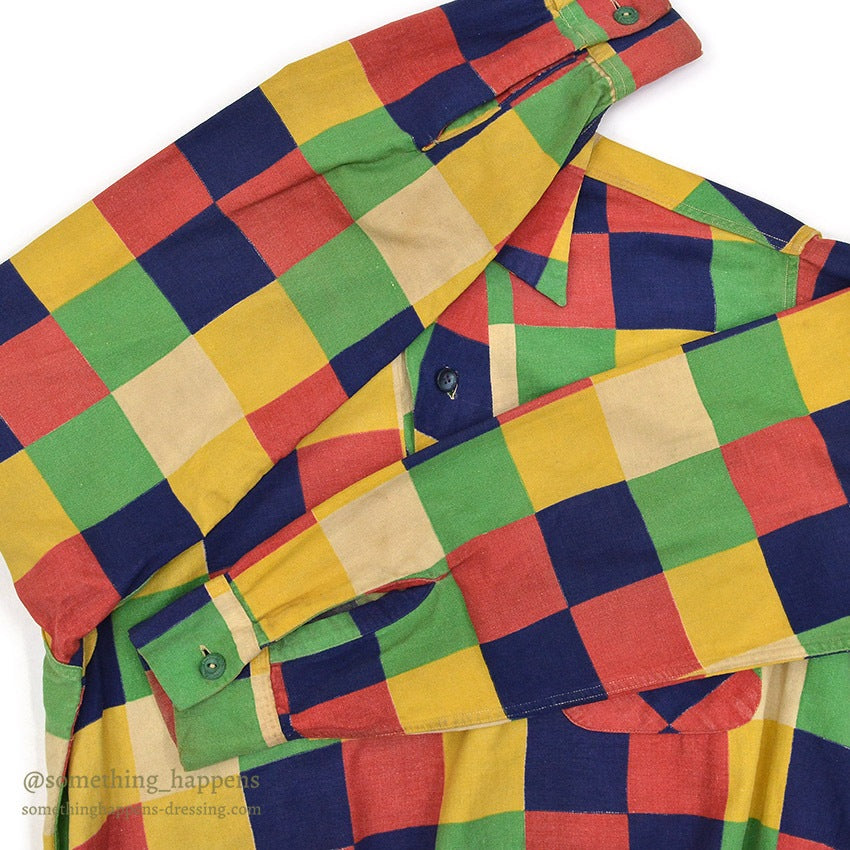 1950's Marlboro BIG TIMBER PRINT FLANNEL GAUCHO SHIRT / MULTI COLOR ... M