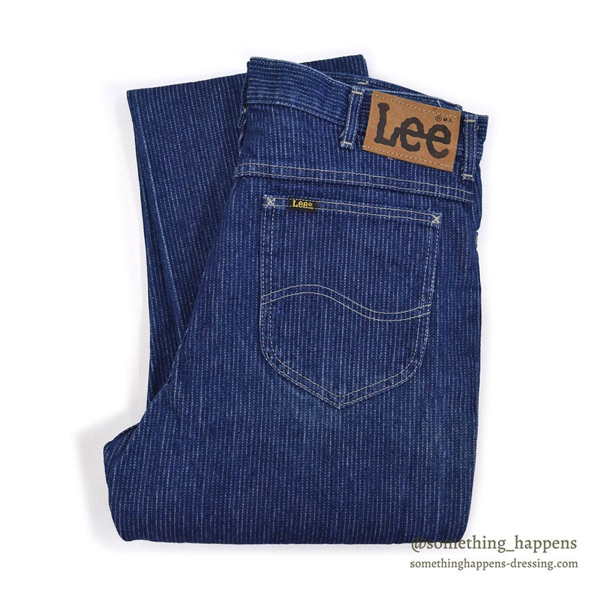 1980's Lee 203 STRIPE DENIM PANTS / TRIM FIT... W34/L36