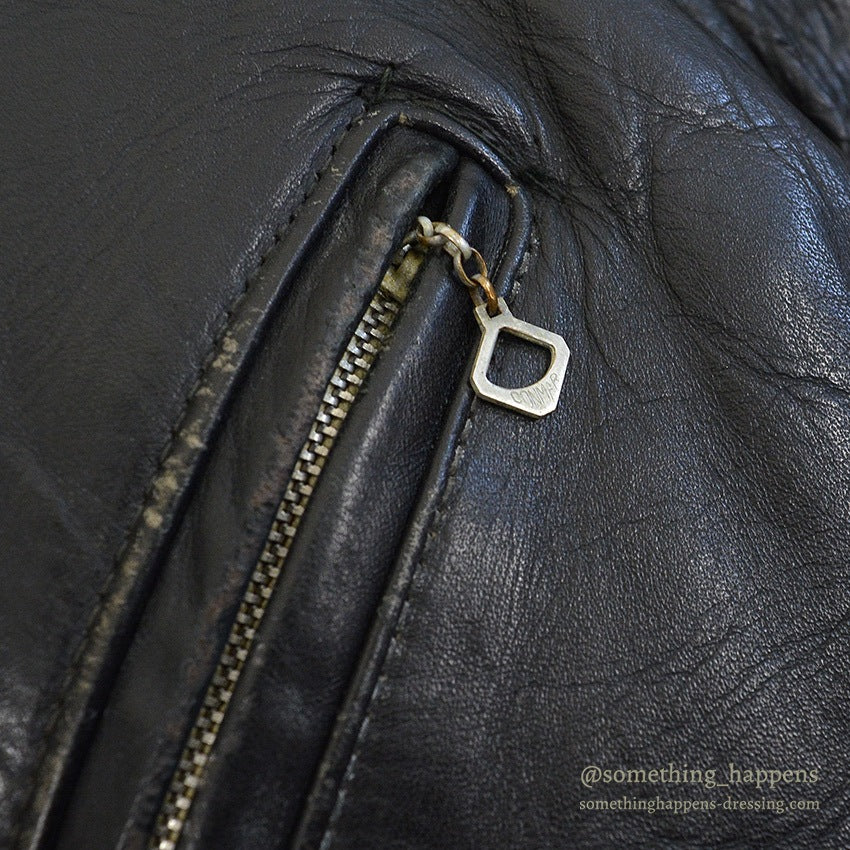 1950's HORSEHIDE ALL BLACK LEATHER SPORT JACKET / RARE DETAIL ...