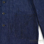 1940's USNAVY WW2 SHAWL COLLAR DENIM JACKET / DARK AND DAMAGED...