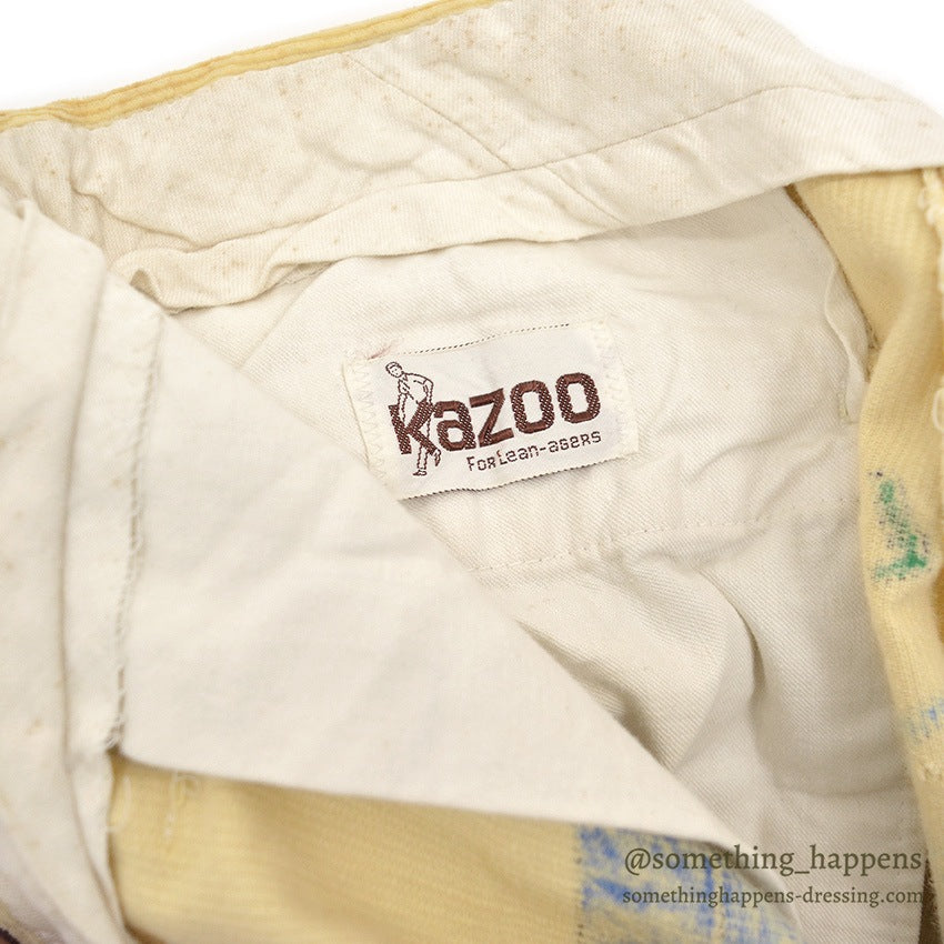 1970's KAZOO SENIOR CORDS HAND PAINTED '70 PANTS / AMAZING DRAWING ... W30/L29