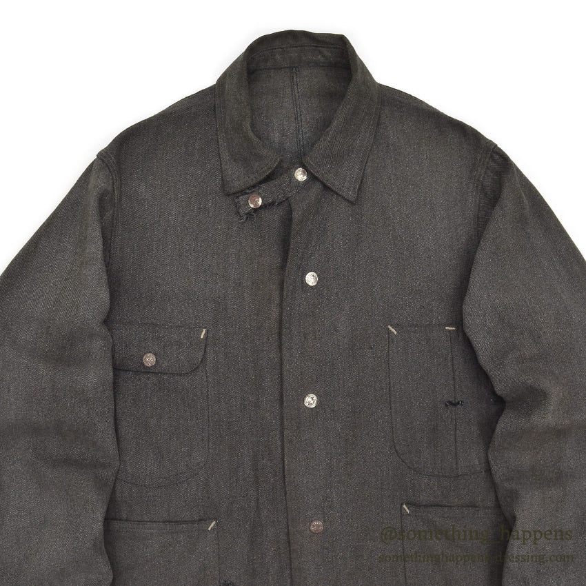1930's MONTGOMERY WARD SALT AND PEPPER COVERALL / CHIN STRAP & SNAP BUTTON...