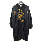 ~70's China Gown embroidery silk black...