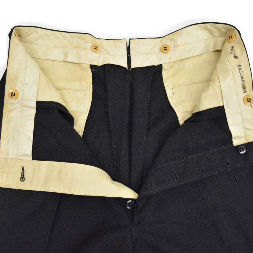 40's~ Black wool work trousers...W32×L32
