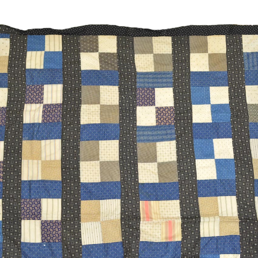 Circa 1880's~1920's Indigo Black Antique Quilt Top... 214cm×190cm