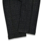 1950s-era black pinstripe Fleck Pattern kasuri wool slacks...