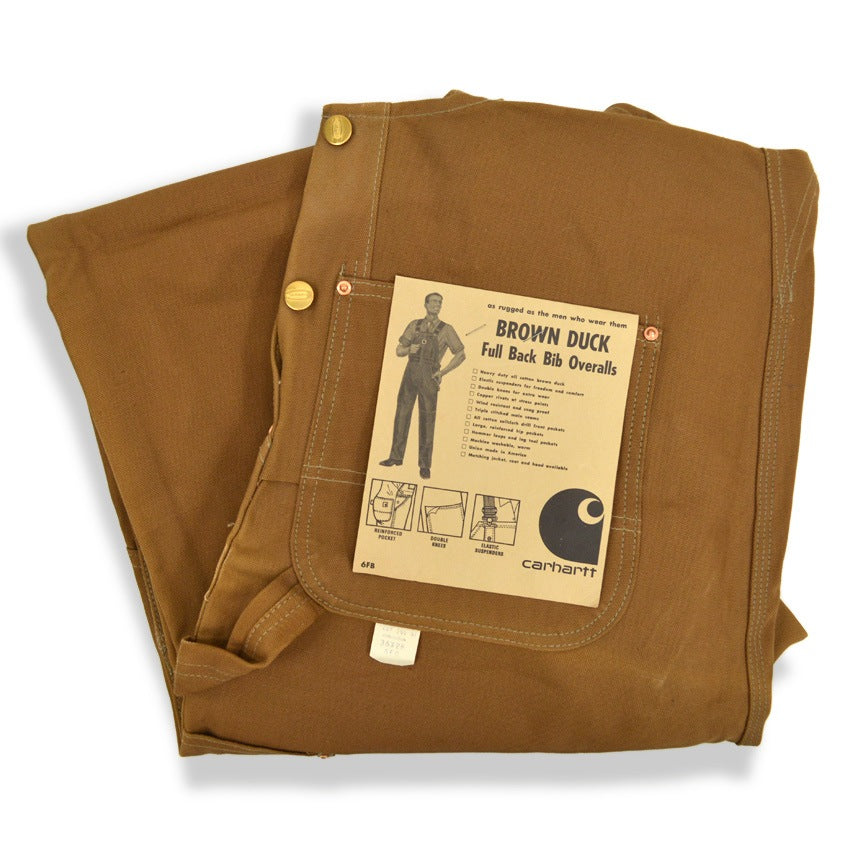 1970's DEADSTOCK CARHARTT BROWN DUCK DOUBLE KNEE OVERALL... W36 L28
