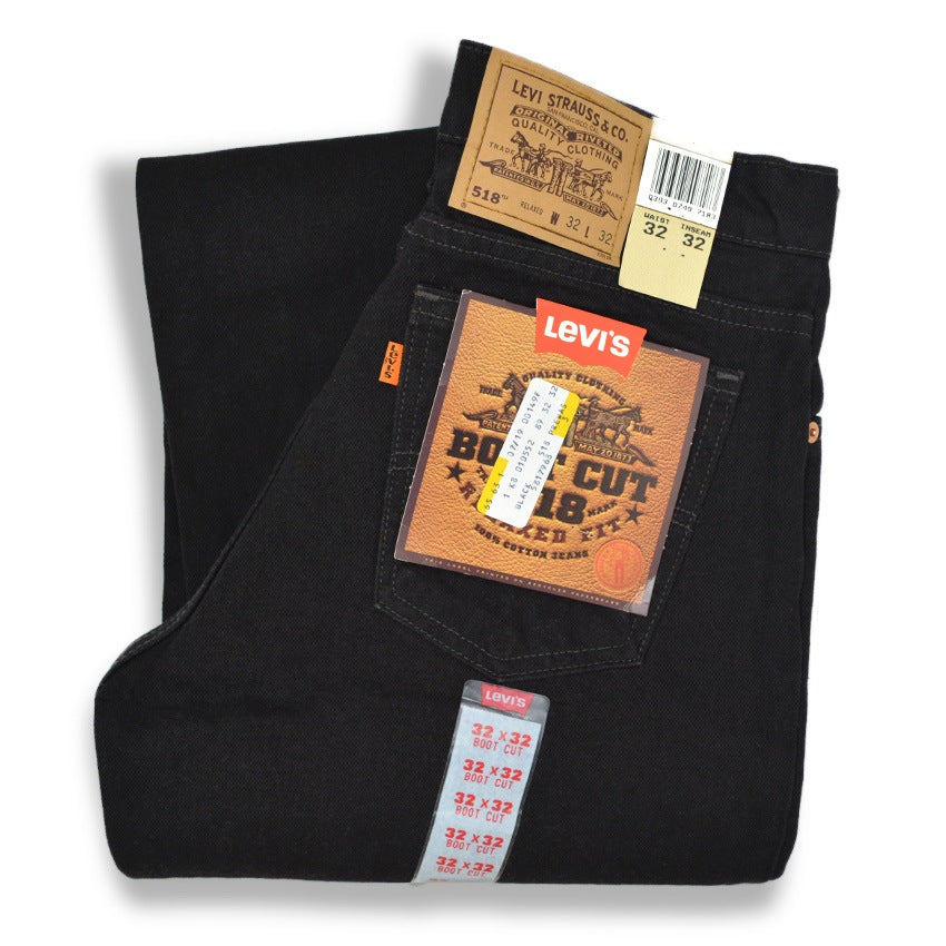 1990's Deadstock Levi's 518 Black Denim Pants... W32 L32