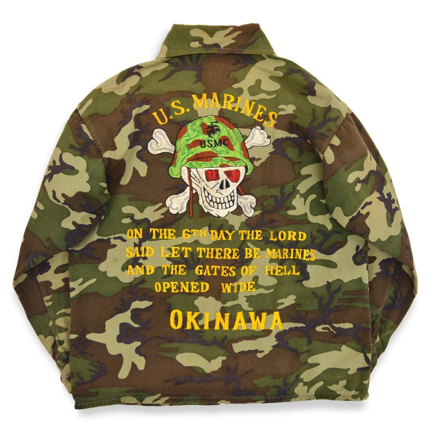 ~1970's USMC VIETNAM WAR SKULL EMBROIDERY TOUR JACKET...