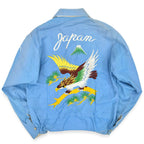 1960's VIETNAM ERA JAPAN SOUVENIR JACKET LIGHT BLUE Dragon Hawk Tiger ... M