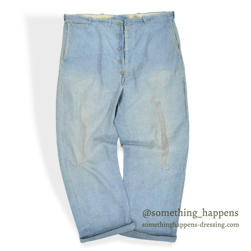 ~1940's PIN CHECK COTTON WORK TROUSERS...W35 L29