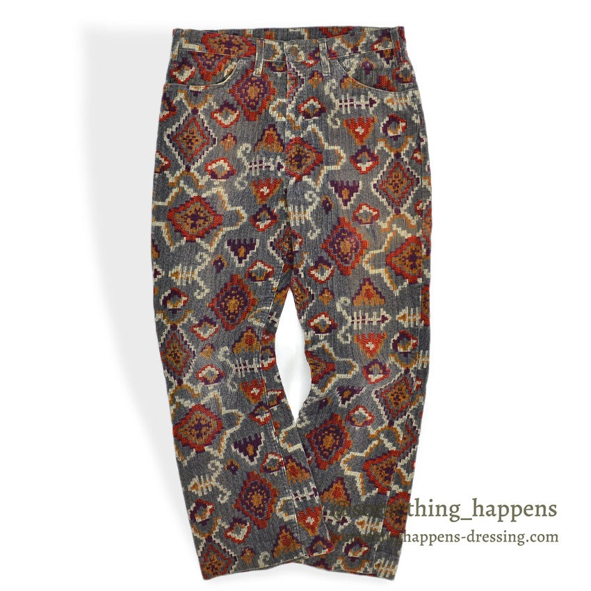 1960's~ LEVI'S BIG-E NATIVE PATTERN PRINT CORDUROY PANTS... W32 L28