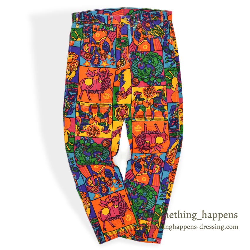 1960's~ CARHARTT CRAZY ZODIAC PATTERN PANTS...W35 L31