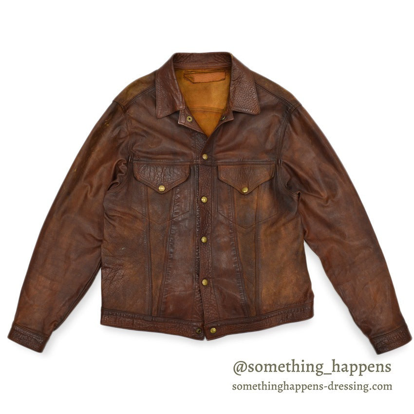 1960's~ SUPERIOR BROWN LEATHER JACKET TYPE 3RD... Fits like 40