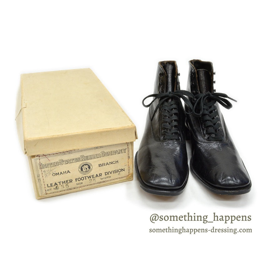 1920's~ UNITED STATES RUBBER COMPANY LEATHER SHOES WITH BOX...