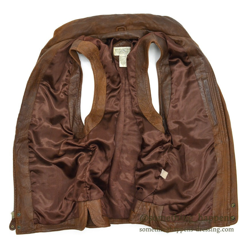 1980's BANANA REPUBLIC PHOTOJOURNALIST LEATHER VEST ... M