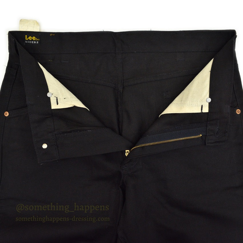 1970's~ DEADSTOCK Lee RIDERS 200 BLACK COTTON TWILL PANTS... W34/L34