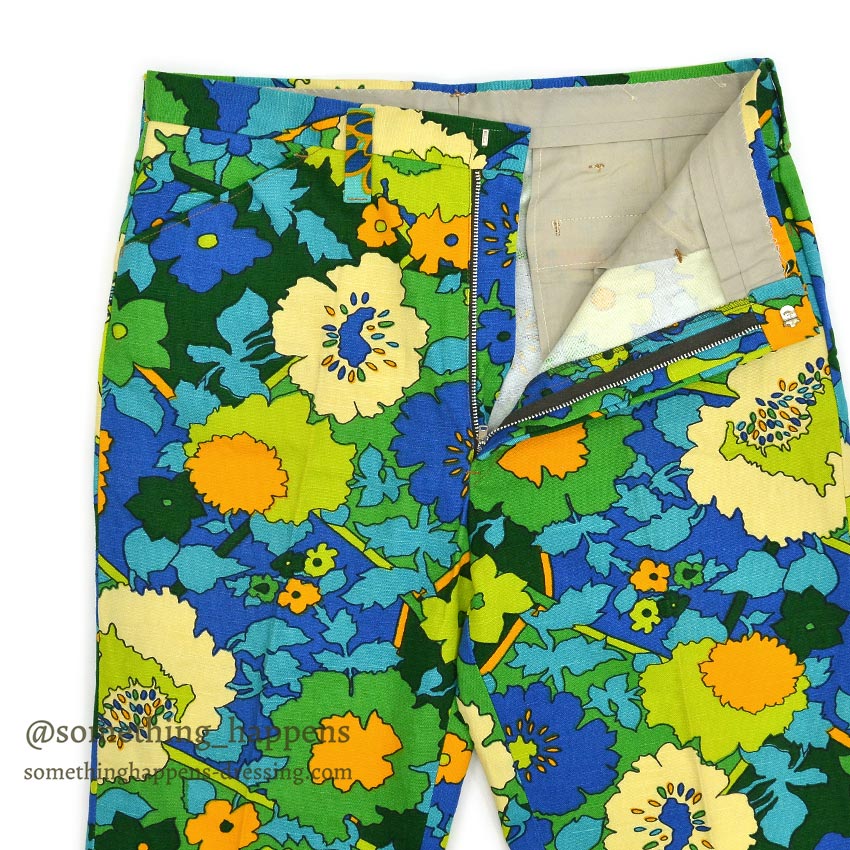 1960's~ DEADSTOCK PENNEYS FLOWER PATTERN ALL COTTON PANTS... W34/L32
