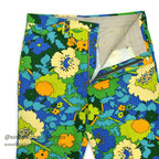 1960's~ DEADSTOCK PENNEYS FLOWER PATTERN ALL COTTON PANTS... W34/L32