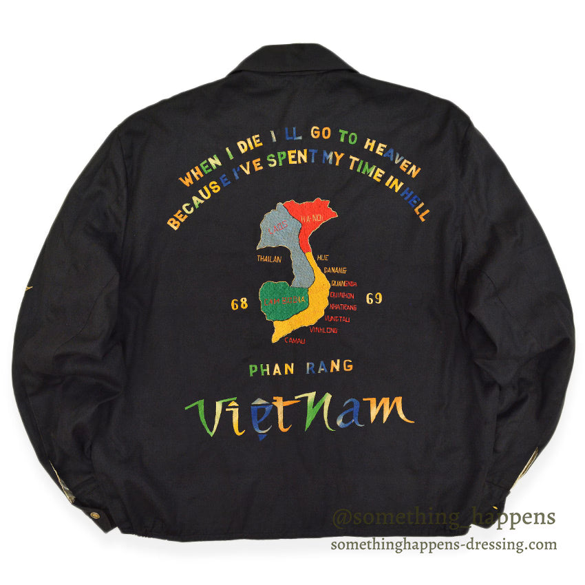 1960s Vietnam Souvenir Jacket (Vietnamese style) 68-69 Rainbow Embroidery...