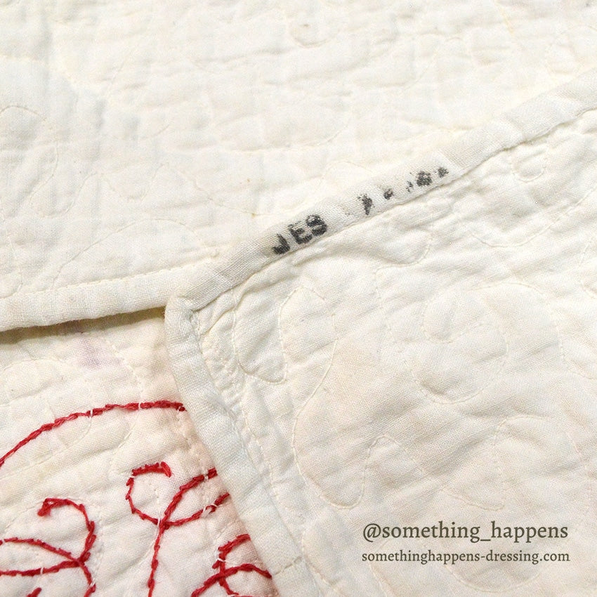 REDWORK HAND EMBROIDERY PATTERN BABY QUILT...85cm/64cm