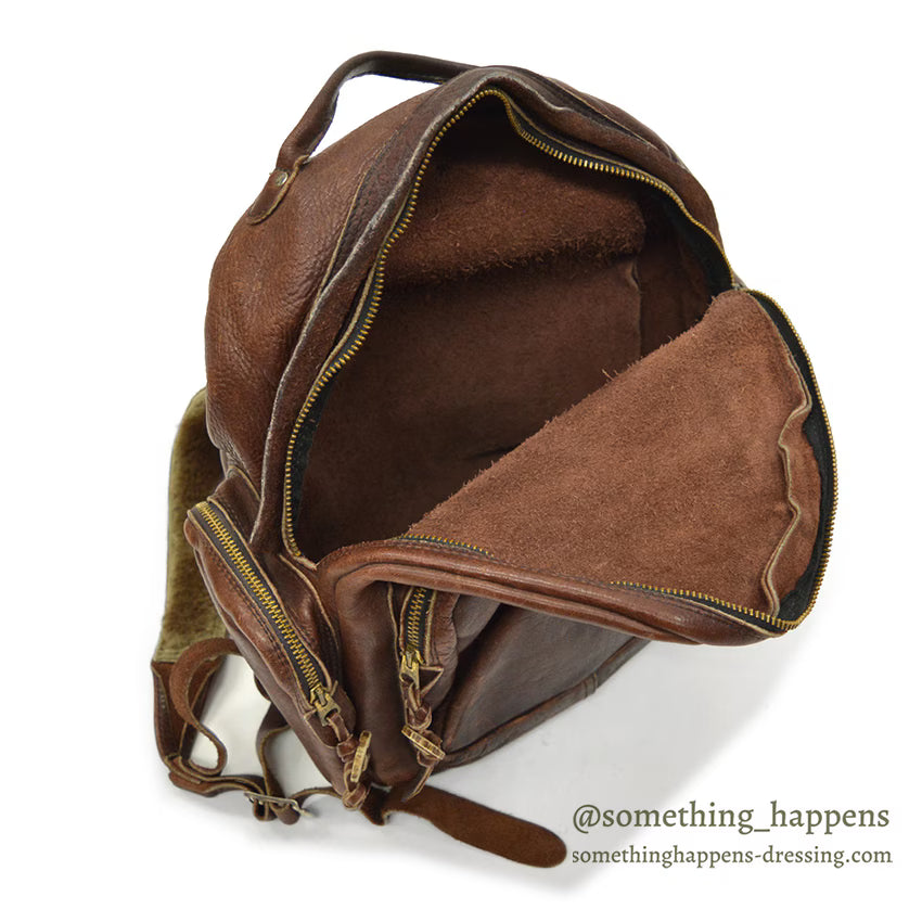 ~1970's PK DARK BROWN LEATHER BACKPACK...