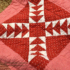 ANTIQUE WILD GOOSE CHASE RED/INDIGO PATCHWORK QUILT... 171cm/171cm