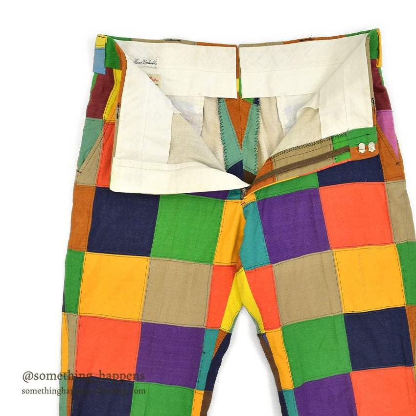 1970's DARIEN SPORT SHOP INDIA MADRAS CRAZY PATCHWORK PANTS... W34/L29