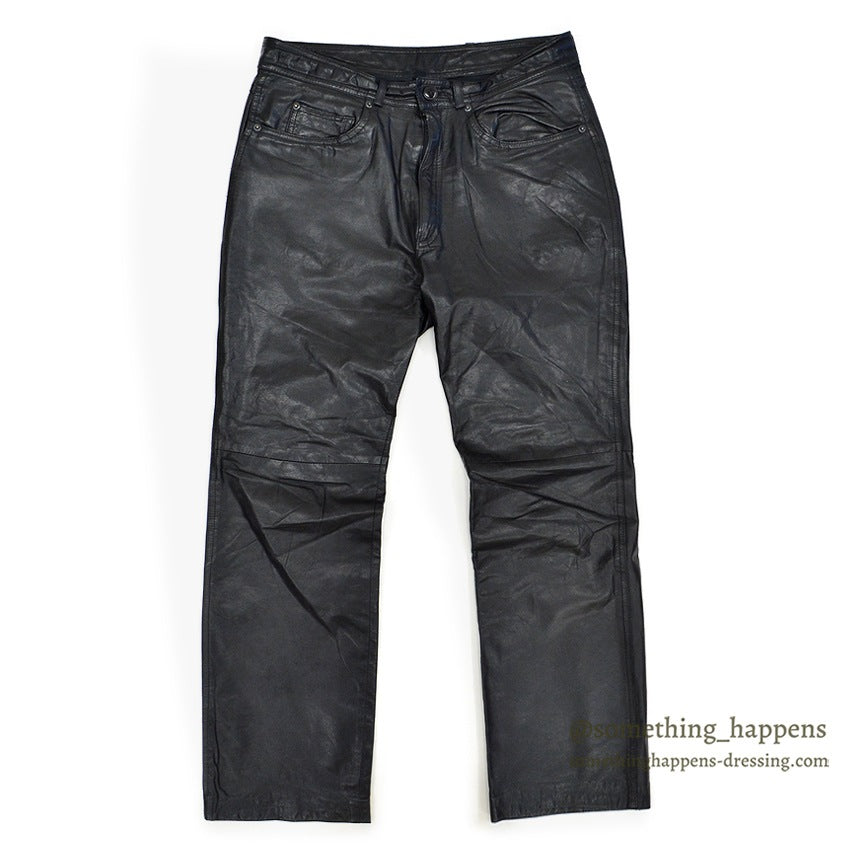 1970's~ SCULLY BLACK LEATHER PANTS...W33/L29