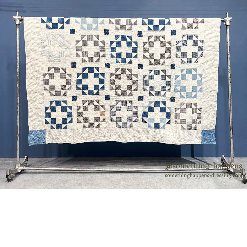 ANTIQUE CALICO PATCHWORK QUILT SUPER CLEAN... 197cm/193cm