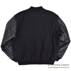1990's GOLDEN BEAR ALL BLACK WOOL / LEATHER VARSITY JACKET... L