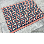 ANTIQUE INDIGO CALICO / PINK OCTAGON QUILT ... 196cm/147cm