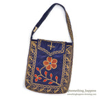 1950's~ KHYBER HAND MADE EMBROIDERED BLUE VELVET SHOULDER BAG...